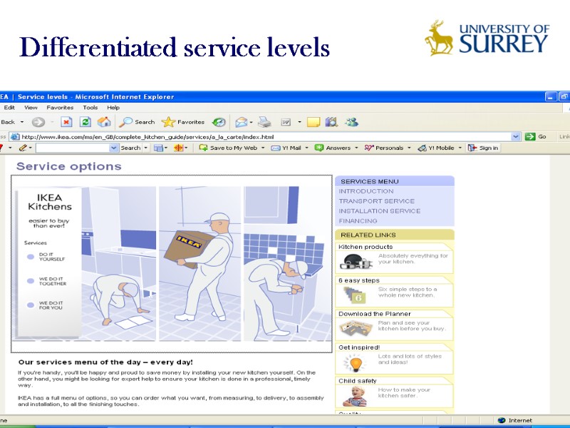 Differentiated service levels